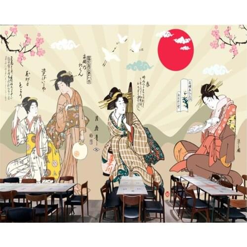 Beibehang hudas beauty wallpaper for walls 3 d Retro Japanese style beautiful Japanese sushi restaurant wallpaper papier peint