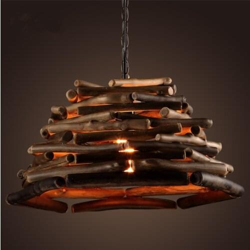 American Wooden Rural Industry Vintage Chandelier Personality Creative Restaurant Coffee Shop Log Chandelier Free Shipping