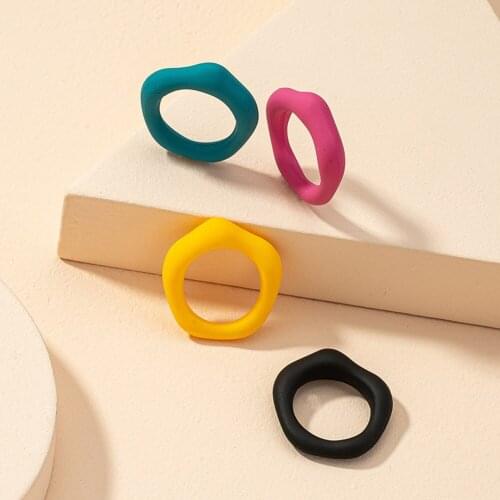 4pcs Simple Irregular Resin Ring Set Matte Pure Color Rings Girl Women Party Wedding Vintage Jewelry Gift dropshipping#38