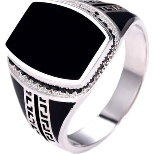 BOCAI New Real solid New s925 silver jewelry Middle Eastern fashion Man ring fireline pattern crystal glue personality ring