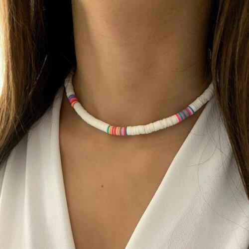 Bohemian Ceramic Clay Necklace Female Ethnic Style Simple Handmade String Soft Pottery Necklace Hawaiian Holiday Style Jewelry