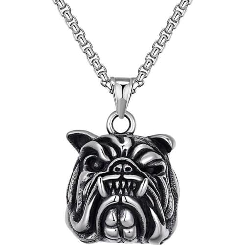 Stainless Steel Hip Hop Vintage French Bulldog Pet Pendant Necklace Jewelry Gift For Him with Chain