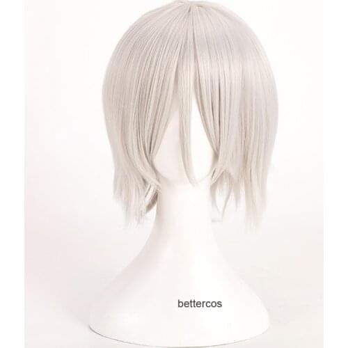 Game Dante Cosplay Wigs Short White Heat Resistant Synthetic Hair Wig + Wig Cap
