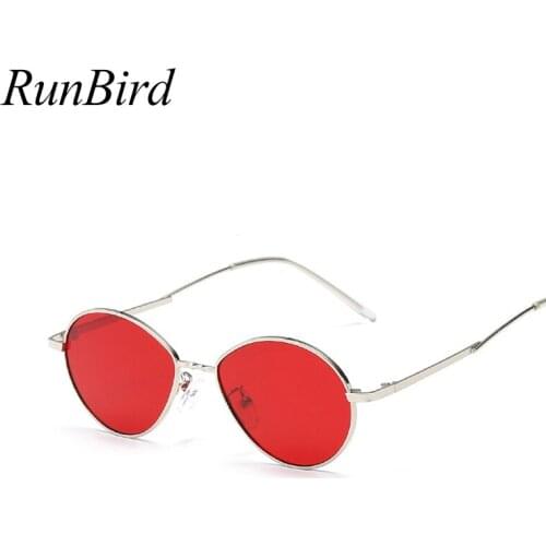 Popular Candy Colors Women Small Oval Sunglasses Metal Frame Fashion Men Clear Red Purple Pink Lens Shades UV400 1501R