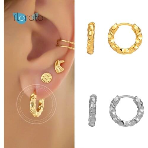 925 Silver Ear Buckle Gold 2021 New Geometry Hoop Circle Huggies Piercing Hoops Minimalist Plain Fashion Metal Punk Rock Jewelry