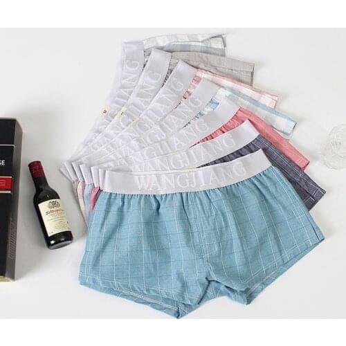 Men Casual Shorts Homewear Underwear Cotton Boxer Shorts Plaid Panties Sports Jogger Bottoms Loose Beach Boxershorts Streetwear