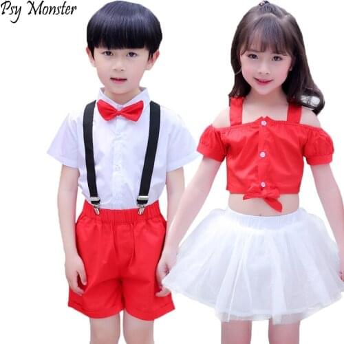 Boys Girls Sport Suit British Style School Uniforms Students Kindergarten Girls Dress Skirt Boys Performance Clothing Set F154