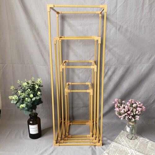 Wedding Props Wrought Iron Geometric Road Lead Frame Gold Flower Stand Shelf Wedding Decoration Party Supplies Flower Frame