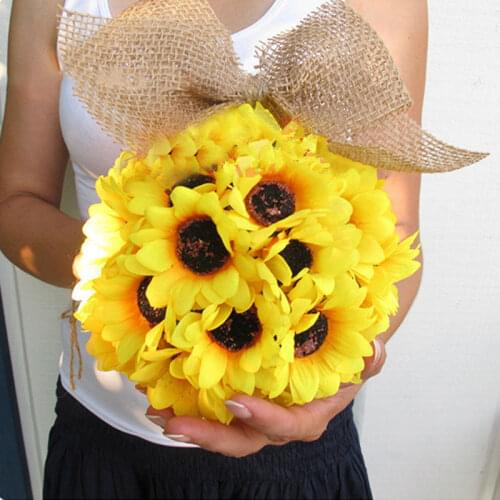 Wedding Artificial Silk Sunflower Kissing Ball Flower Pomander Bouquet Ball Home Decorative Balls