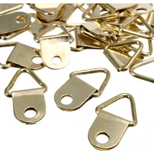Triangle Golden Brass D-Ring Picture oil Painting Mirror Frame Wall Mount Hooks Hangers Wholesale 20Pcs/lot