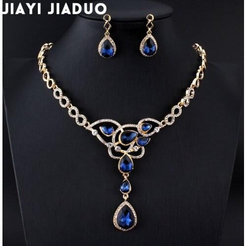 Jiayijiaduo India Jewellery Sets Wedding Necklace Sets Gold Color Womens Clothing Accessories Bridal Jewelry Sets Wedding