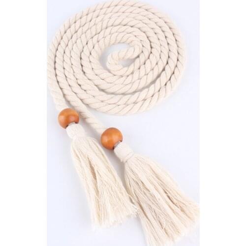 Retro Artistic Waistband Rope Belts For Women Woven Weaving Tassels Waist Strap Cotton Thread Long Knotted Accessories