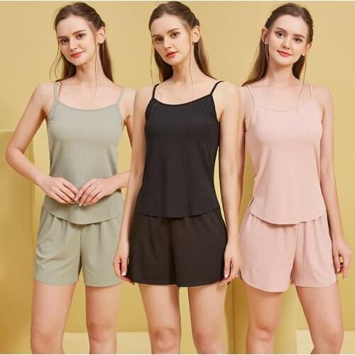 2021 Summer Silk Satin Sexy Lingerie Spaghetti Strap Shorts Pajama Sets For Women Sleepwear Pyjama Homewear Pijama Mujer Clothes