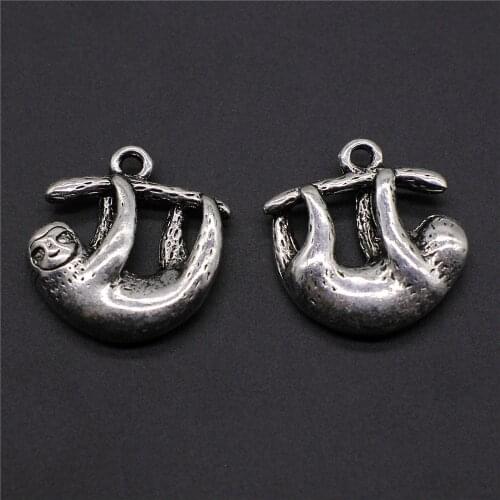 3pcs Sloth Pendant Charms DIY Jewelry Making Jewelry Finding Antique Silver Color 20x20mm