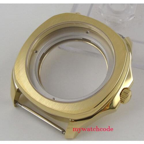 40mm parnis steel Sapphire Crystal yellow golden plated Case fit 2824 2836 movement C4