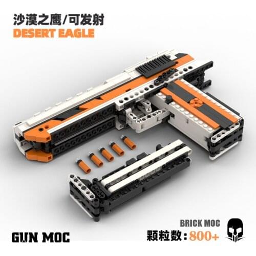 900PCS MOC Desert Eagle Pistol Building Block Gun Childrens Bricks Toys Military Pistol Model DIY Brick Boys Gifts