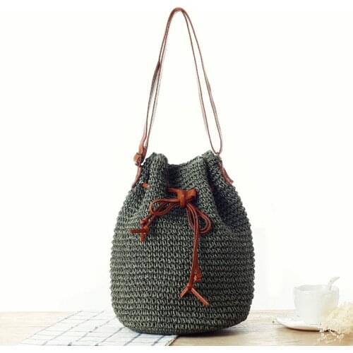 Aaby 2021 Summer Straw Bag Women Straw Shoulder Bag Handmade Rattan Female Women Handbag Bolsa Wicker Bags for Women