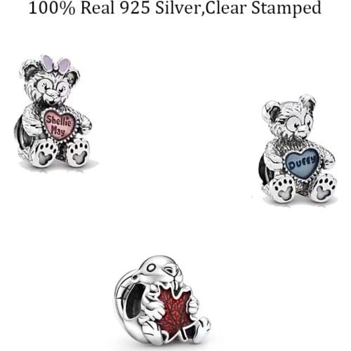 Authentic 925 Sterling Silver Bear Charms Rabbit Maple Leaf Bracelet Beads Fits Original Jewelry Women DIY Bangles Decoration
