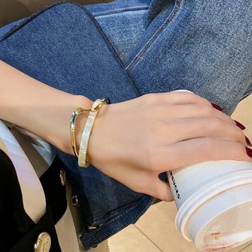 Bilandi 2021 New Korean Simplicity Line Glossy Two Layer Fashion Bracelet Metal Bangle Cuff For Women Girls Party Jewelry Gifts