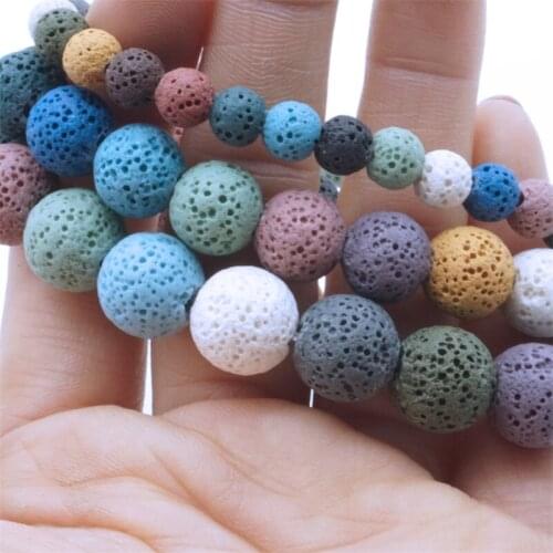 Buddha 6mm 8mm 10mm Colorful Lava Stone Aromatherapy Essential Oil Diffuser Bracelet Energy Yoga Women Men Jewelry