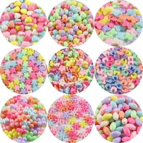 100/200pcs Multicolour Acrylic Star Heart Flower Beads for Children Children Beads for Jewelry Making DIY Handmade Bracelets