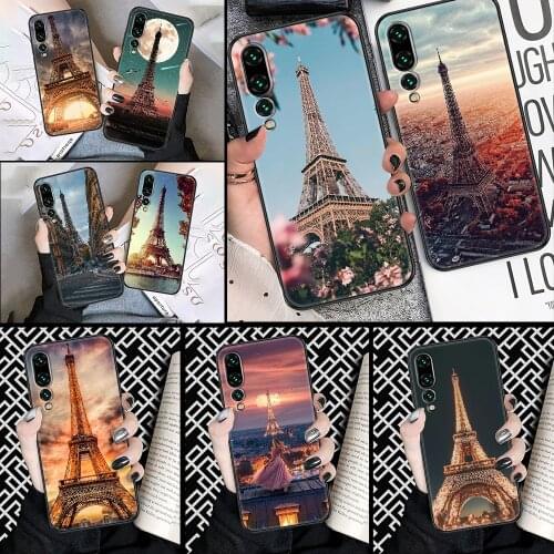 Eiffel Tower Romantic Paris Phone case For Huawei P Mate P10 P20 P30 P40 10 20 Smart Z Pro Lite 2019 black pretty Etui soft