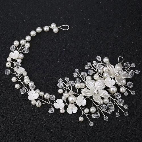 Floral Wedding Bridal Headbands Tiaras Crystal Pearl Headdress Wedding Hair Accessories Head Jewelry for Woman diademas