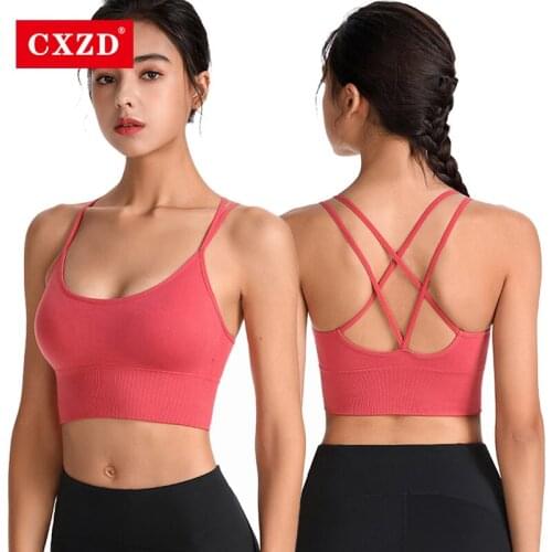 CXZD Women Sports Bras Push Up Solid Sports Bra Jogging Gym Women Sports Bra Girl Underwear Fitness Running Yoga Sport Tops