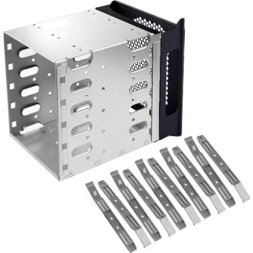 XT-XINTE 5x 3.5" HDD Hard Drive Cage Rack SAS SATA Hard Drive Disk Tray Caddy w/ 15pin/4pin Cable No fan for Computer