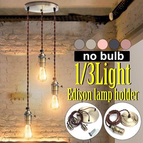 E27 Retro Vintage Industrial Loft Copper Pendant Ceiling Edison Light Lamp Base Holder Hanging Lampshade Socket With Switch