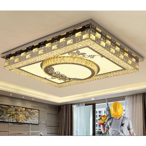 Crystal Light Living Room Lights Rectangle Simple Modern Atmosphere Home Luxury Hall Creative LED Ceiling Light led fixture lamp