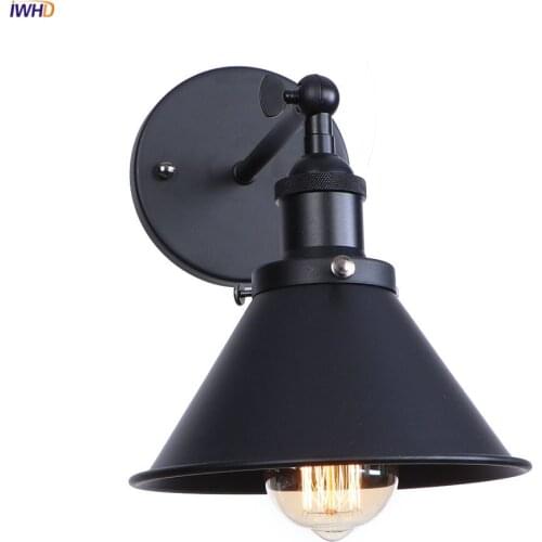 IWHD Black Color LED Wall Light Bedroom Stair Porch Bathroom Edison Loft Decor Industrial Vintage Wall Lamp Aplique Luz Pared