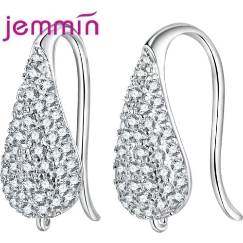 Elegan Water Drop Fine 925 Sterling Silver Crystal Earrings Componentes For DIY Jewelry Accessory Hooks Earwire Findings