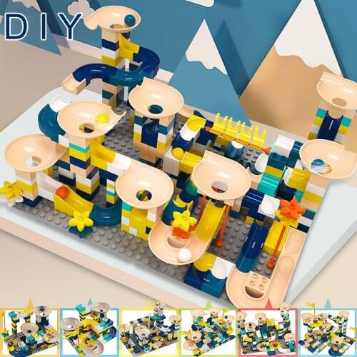 Marble Race Run Big Block Maze Ball Building Blocks Funnel Slide Blocks DIY Big Bricks Toys For Children Educational toy gift