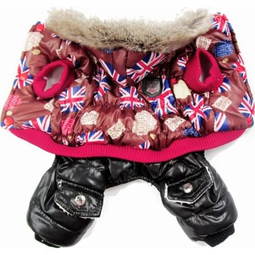Coffee Uk Flag Style Pet dogs Winter Coat Free Shiping By CPAM Dogs Clothing