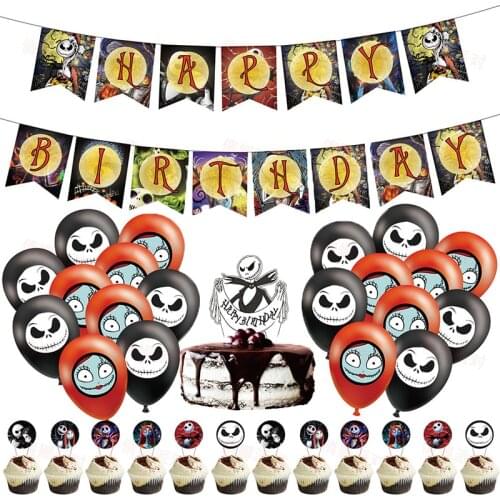 The Nightmare Before Christmas Cosplay Theme Supplies Decoration Birthday Party Decor Set Balloons Kids Boy Jack Skellington