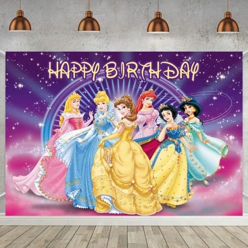 Beauty Girl Princess Birthday Party Backdrop Cake Table Decor Poster Glitter Shiny Fariy Tale Castles Cartoon Background Photo