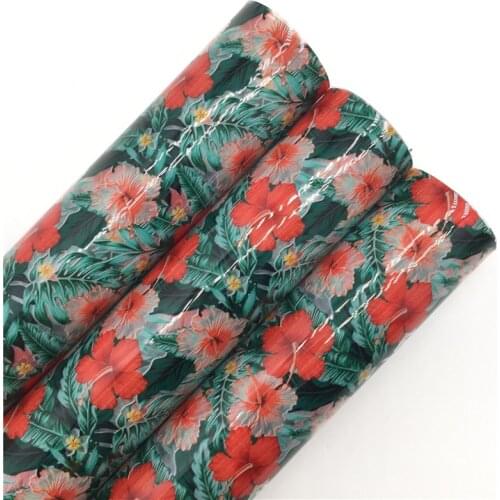 LEOsyntheticoDIY JELLY Transparent TUP Leather with Printed Flowers Leather Sheets For DIY Earrings Bows 21X29CM R132A