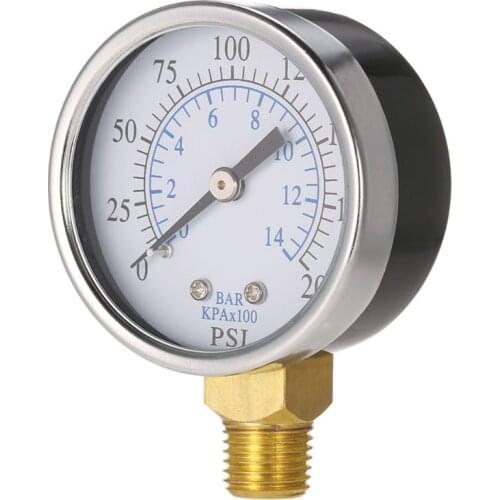 0-14 Bar Air Oil Water Pressure Gauge 1/4" NPT 0-200PSI Manometer 0-14 Bar Side Mount