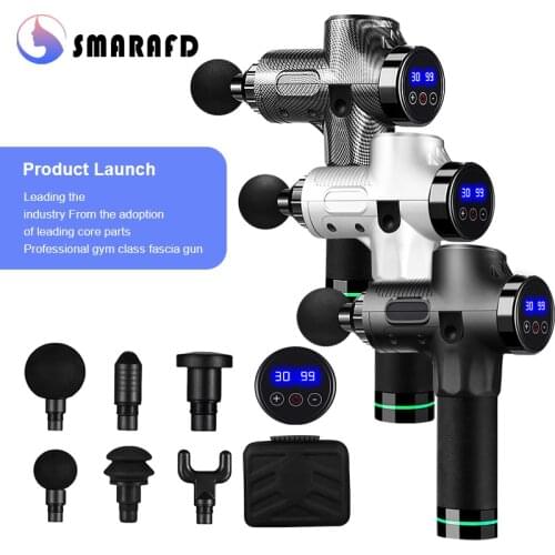 LCD display electric massage gun 30-speed deep tissue percussion muscle massager body relaxation pain relief shaping massage gun