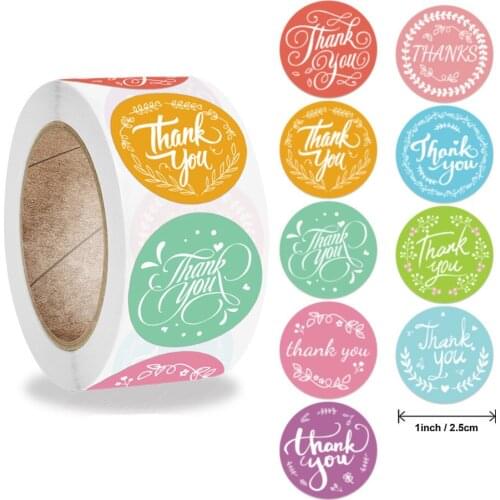 Thank You Stickers Round Flower 500pcs/roll Small Business Supporting Labels Stickers, For Gift Packaging Online Sellers 1 inch