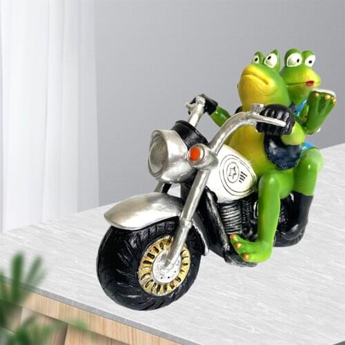 Novelty Frog Figurines Resin Tabletop Animal Biker Frogs Statue Decoration