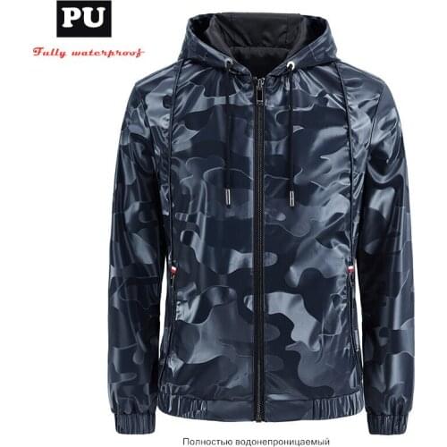 New Thin PU fully waterproof hooded Black Blue jacket Men Camouflage Clothing Youth Ropa Soft Slightly elastic Fishing Clothes