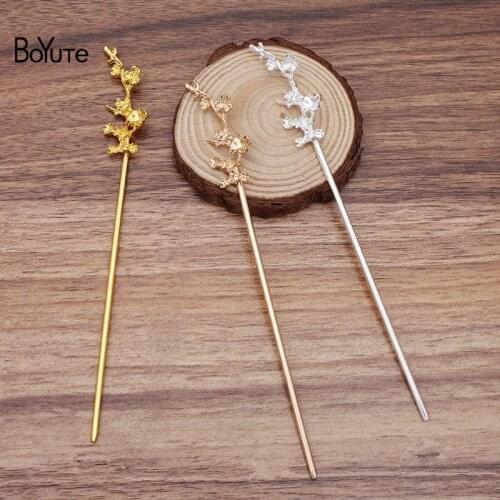BoYuTe New Arrive (5 Pieces/Lot) Metal Alloy 47MM Flower Hair Stick Accessories Diy Retro Hand Made Jewelry Materials