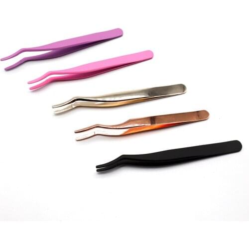 Stainless Steel Eyelashes Tweezers Professional for Lashes Extension Gold Decor Anti-static Eyebrow Tweezers Eyelash Extension