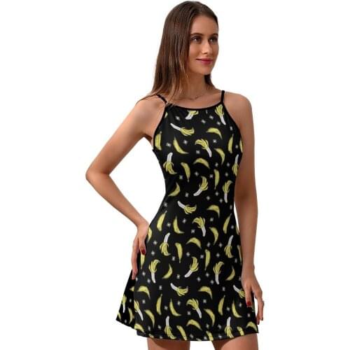 Banana Dress Suspender Patterns Social Dresses New Female Spandex Pretty One-Piece Dress