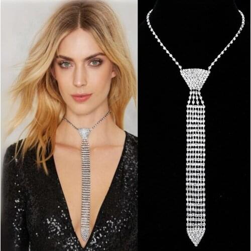 Sell rhinestone necklace, crystal gem, luxury collar, collar, Y-shaped necklace, female jewelry accessories in 2020