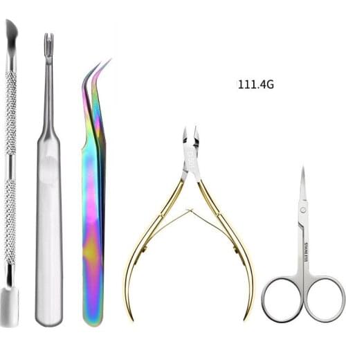 Professional Nail Acrylic Gel Polish Cuticle Nipper Pusher Dead Skin Removal Stainless Steel Tweezer Clipper Manicure Tool Kit