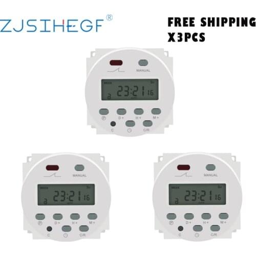 3PCS CN101A Digital LCD Power Timer 7 Days Weekly Programmable Time Relay Programmer Built-in Rechargeable Battery