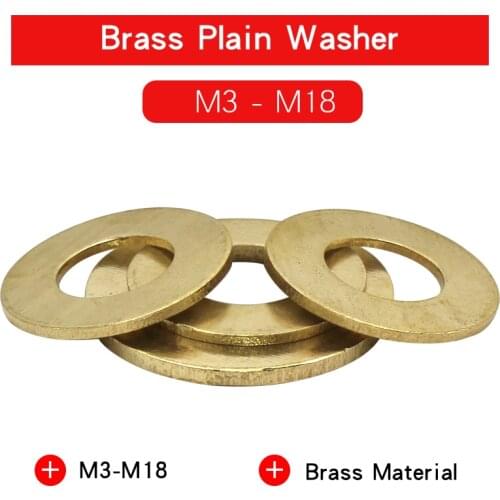 5-100 PCS Solid Brass Copper Flat Washer Plain Gasket Pad M3 M4 M5 M6 M8 M10 M12 M14 M16 M18 Plain Washer For Screw Bolts